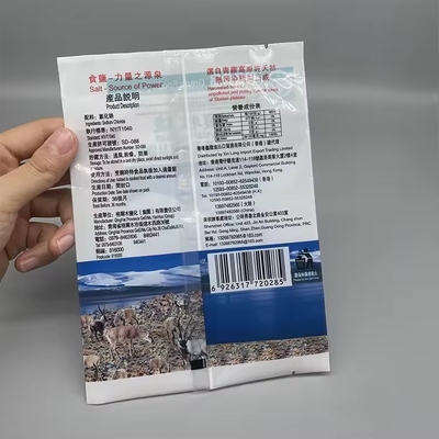 In tùy chỉnh 3 mặt niêm phong chân không niêm phong sau túi để muối nhựa trắng Mylar Zipper túi đóng gói với cửa sổ rõ ràng