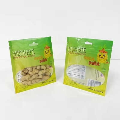 Bức in tùy chỉnh Biodegradable nhựa Zipper Ba mặt đóng kín túi đóng gói với cửa sổ rõ ràng