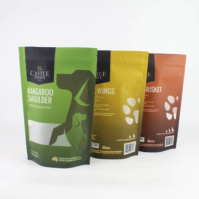 Tùy chỉnh in nhựa có thể đóng lại túi ziplock bao bì nhựa đứng lên túi cho chó điều trị gói thức ăn thú cưng với cửa sổ