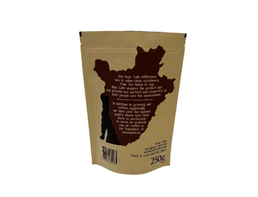 Chất phân hủy sinh học Standup đáy phẳng Kraft giấy thực phẩm đóng gói Zipper túi tùy chỉnh in túi cà phê với van