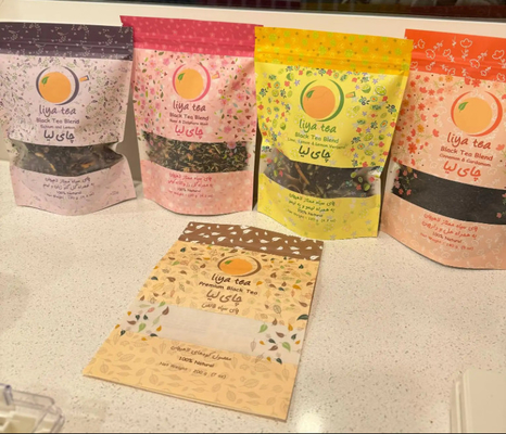 Thẻ sản xuất giấy Kraft Stand Up Bags Black Tea Packaging Bags With Window