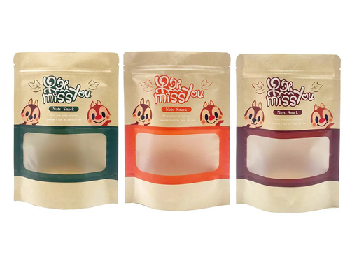 Thẻ tùy chỉnh Doypack Đứng lên Top Zipper Dried Fruit Food Package Pouch Peanut Walnut Bag Pine Peanuts Mixed Cashew Nuts Bao bì