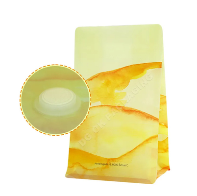 Logo tùy chỉnh Gusset bên đáy phẳng Cà phê hạt đóng gói Laminated 100g 150g 250g 500g 1kg túi với van