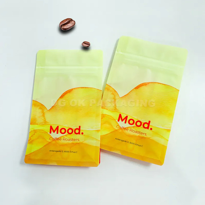 Logo tùy chỉnh Gusset bên đáy phẳng Cà phê hạt đóng gói Laminated 100g 150g 250g 500g 1kg túi với van