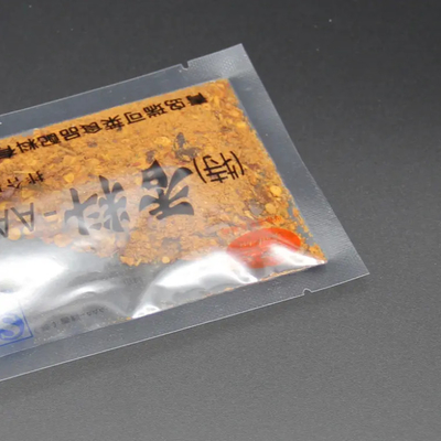 Eco Friendly Custom Printed Plastic Small Bag Seasoning Spices Sugar 3 Side Sealing Transparent Food Packaging Sachet (Máy đóng gói thực phẩm trong suốt)