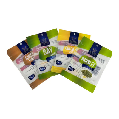 Thẻ in tùy chỉnh Laminated 3 bên Seal túi nhựa gia vị gia vị Thẻ ăn được đóng gói Ziplock Mylar Bag