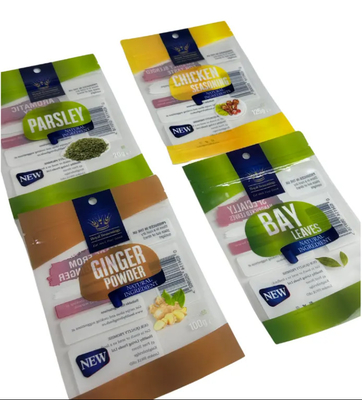 Thẻ in tùy chỉnh Laminated 3 bên Seal túi nhựa gia vị gia vị Thẻ ăn được đóng gói Ziplock Mylar Bag