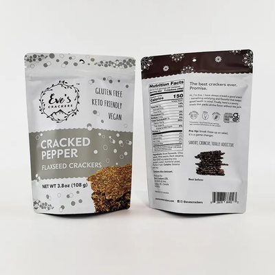 Chế độ in tùy chỉnh 100g 250g 500g Stand up pouch Flaxseed Crackers Thiết bị nẹp chống mùi