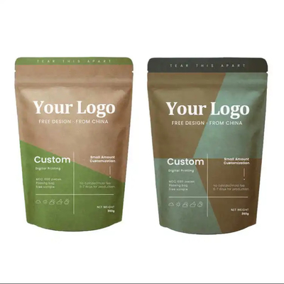 Doypack Ziplock Nhỏ trắng Kraft giấy thủ công đứng lên túi thực phẩm bột trà cà phê đóng gói túi niêm phong