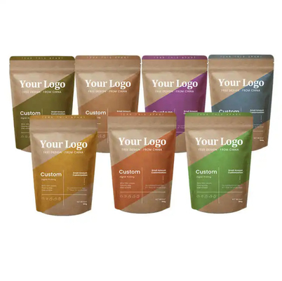 Doypack Ziplock Nhỏ trắng Kraft giấy thủ công đứng lên túi thực phẩm bột trà cà phê đóng gói túi niêm phong