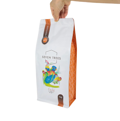Logo tùy chỉnh in túi đáy phẳng Gusset tám bên con dấu vật nuôi túi thực phẩm gạo bánh quy đồ khô thực phẩm túi nhựa cho cà phê