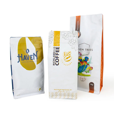 Logo tùy chỉnh in túi đáy phẳng Gusset tám bên con dấu vật nuôi túi thực phẩm gạo bánh quy đồ khô thực phẩm túi nhựa cho cà phê