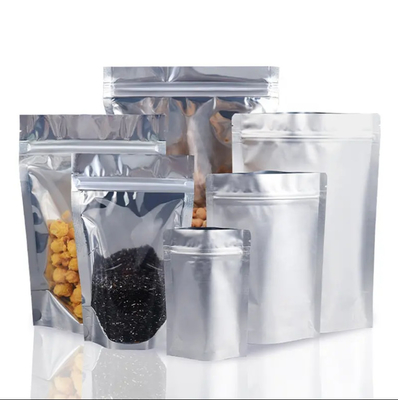 Glossy tái sử dụng nhựa nhôm mạ nhựa phân phối thực phẩm Ziplock túi Yin Yang đứng lên túi với mặt trước rõ ràng
