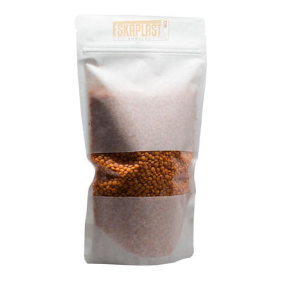 Túi da bò trắng (Túi đứng) có cửa sổ nhỏ, Khóa kéo in theo yêu cầu, Túi đứng giấy Kraft/Túi đựng thực phẩm