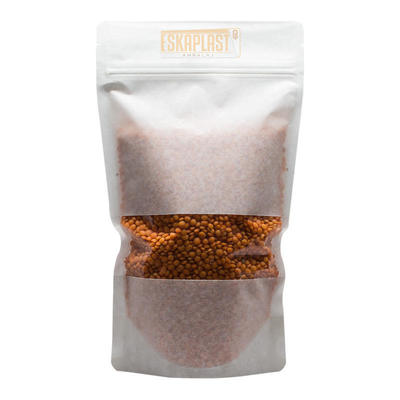 Túi da bò trắng (Túi đứng) có cửa sổ nhỏ, Khóa kéo in theo yêu cầu, Túi đứng giấy Kraft/Túi đựng thực phẩm