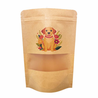 Bao bì thân thiện với môi trường cho cà phê, trà, đồ ăn nhẹ, giấy kraft, túi đứng trong suốt có khóa kéo có thể niêm phong lại, logo tùy chỉnh