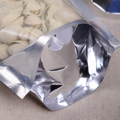 Ziplock Aluminium Foil đứng lên Túi có thể mở rộng với mặt trước trong suốt