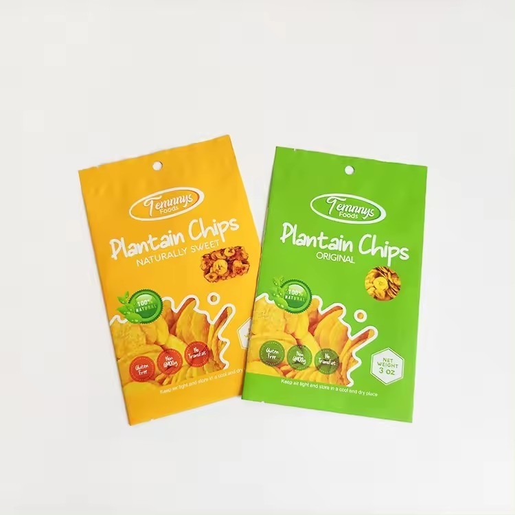 3.5 Mylar Bag Custom In printed Heat Seal Snack Banana Slices 3 Side Heat Seal túi nhôm