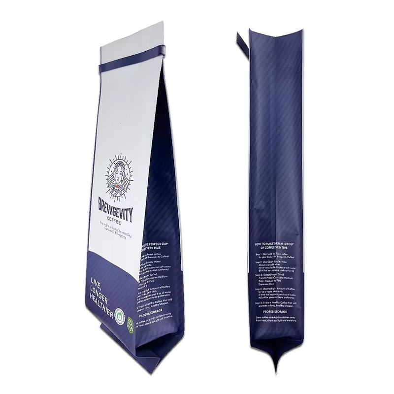 1kg 2kg Laminated Side Gusset Pouch Logo tùy chỉnh in túi bột cà phê với Tin Tale