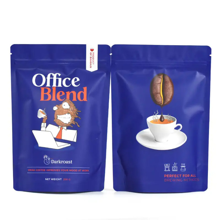 Thiết kế tùy chỉnh in chống mùi 100g 500g Đứng lên Zipper túi túi bổ sung sữa cà phê đóng gói Mylar túi
