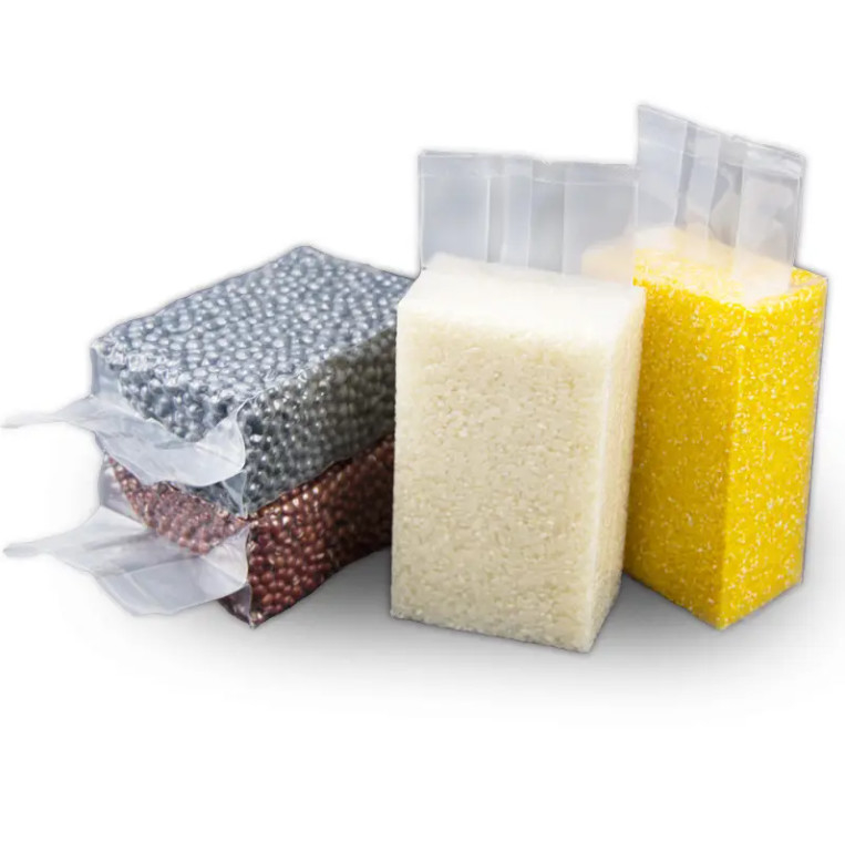 Bao bì nhựa nay-lôn minh bạch giá rẻ Thắt chặt mặt bên Gusset niêm phong 1KG / 100kg Bao bì chân không cho thực phẩm gạo