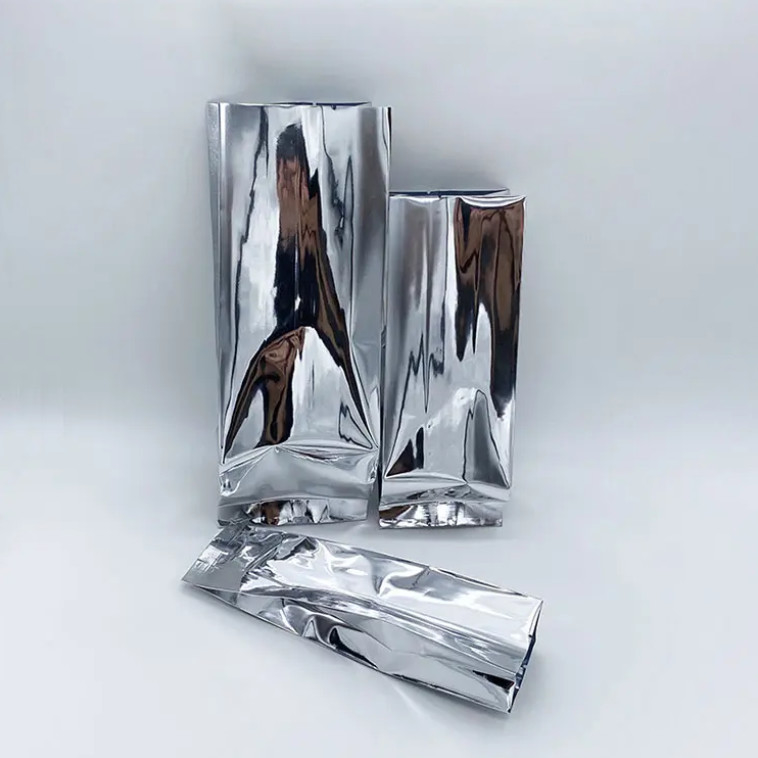 Glossy Silver Aluminum Foil Laminated Heat Seal Back Sealing Side Gusset Bao bì thực phẩm túi chân không Thực phẩm trà cà phê túi đậu