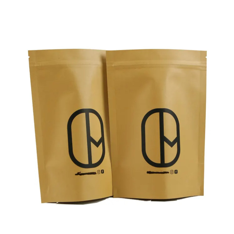 Doypack Ziplock Nhỏ trắng Kraft giấy thủ công đứng lên túi thực phẩm bột trà cà phê đóng gói túi niêm phong