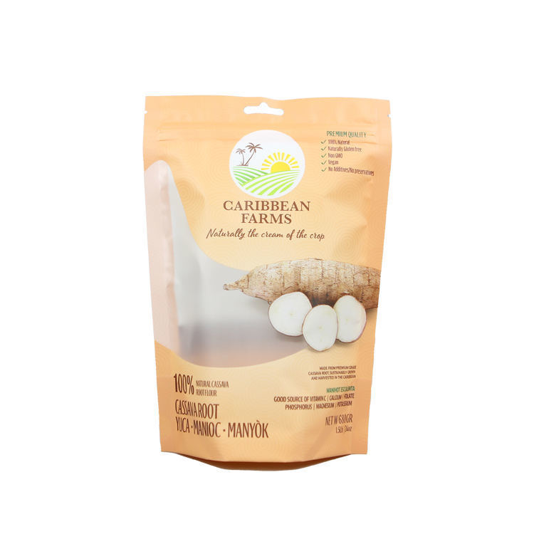 Bao bì thân thiện với môi trường cho cà phê, trà, đồ ăn nhẹ, giấy kraft, túi đứng trong suốt có khóa kéo có thể niêm phong lại, logo tùy chỉnh